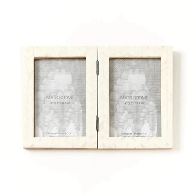 Artemis 4x6 Double Picture Frame Bone