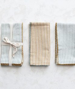 Square Cotton Napkins w/Scalloped Edge - Set of 4