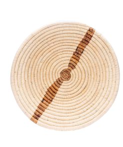 12" Large Banana Bark Striped Round Basket