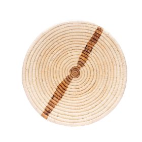 12" Large Banana Bark Striped Round Basket