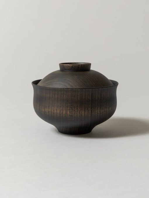 Tsumugi Wooden Bowl with Lid - Chidori (Black)