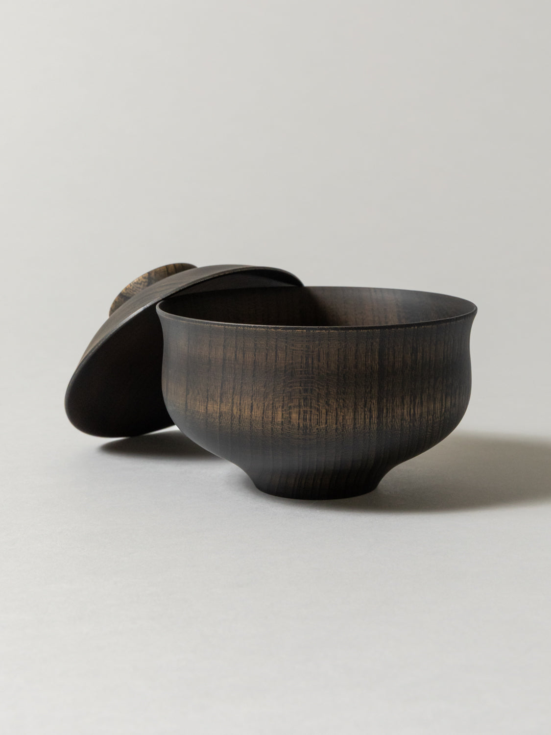 Tsumugi Wooden Bowl with Lid - Chidori (Black) - Image 2