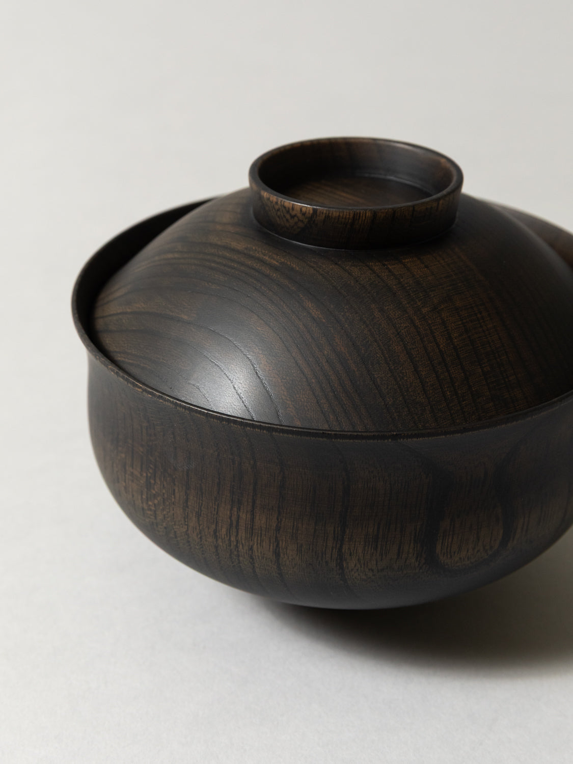 Tsumugi Wooden Bowl with Lid - Chidori (Black) - Image 3