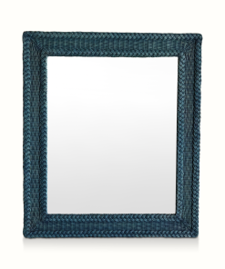 Blue Rectangular Wicker Mirror