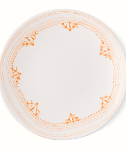 Peter Dunham + Hudson Grace Orange Fez Painted Border Dinner Plate