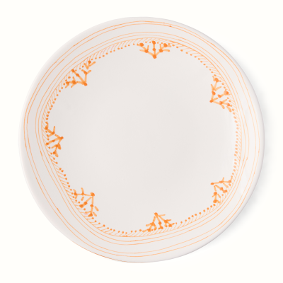 Peter Dunham + Hudson Grace Orange Fez Painted Border Dinner Plate