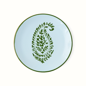 Peter Dunham + Hudson Grace Green Kashmir Painted Paisley Appetizer Plate