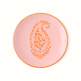 Peter Dunham + Hudson Grace Pink Kashmir Painted Paisley Appetizer Plate