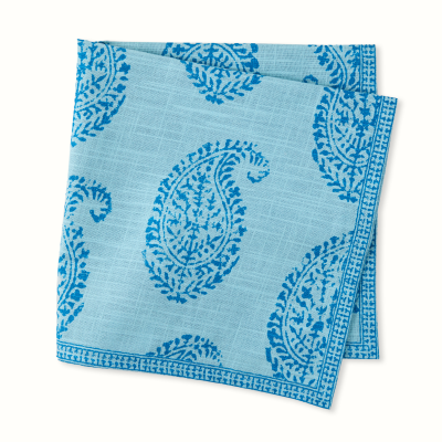 Peter Dunham + Hudson Grace Blue Kashmir Paisley Printed Napkin