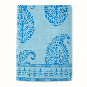 Peter Dunham + Hudson Grace Blue Kashmir Paisley Printed Tablecloth