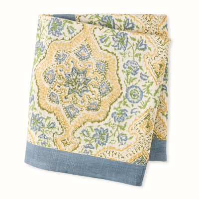 Peter Dunham + Hudson Grace Blue and Green Deeg Printed Tablecloth