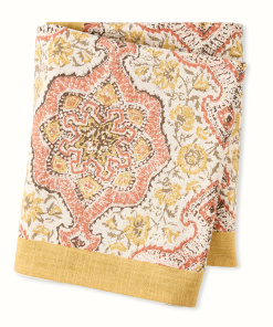 Peter Dunham + Hudson Grace Gold and Orange Deeg Printed Tablecloth