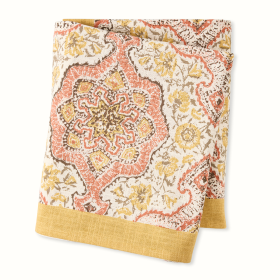 Peter Dunham + Hudson Grace Gold and Orange Deeg Printed Tablecloth