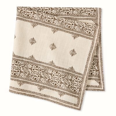 Peter Dunham + Hudson Grace Chocolate Brown Fez Stripe Natural Printed Napkin