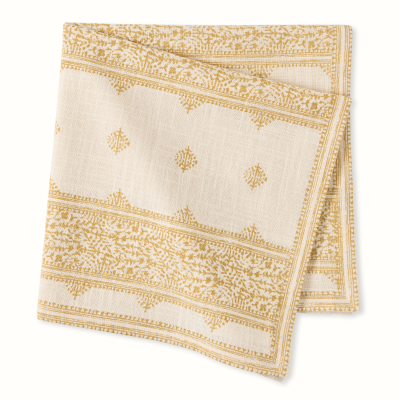 Peter Dunham + Hudson Grace Golden Yellow Fez Stripe Natural Printed Napkin