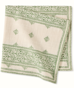 Peter Dunham + Hudson Grace Olive Green Fez Stripe Natural Printed Napkin