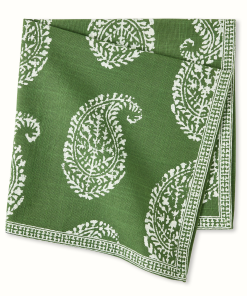 Peter Dunham + Hudson Grace Kashmir Paisley Olive Green Printed Napkin