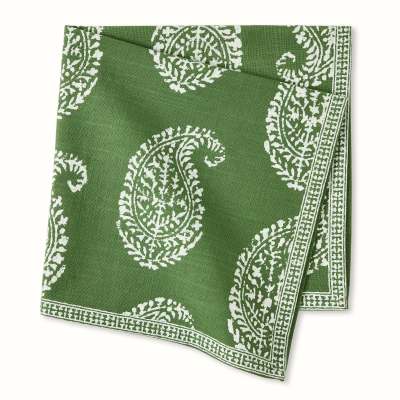 Peter Dunham + Hudson Grace Kashmir Paisley Olive Green Printed Napkin