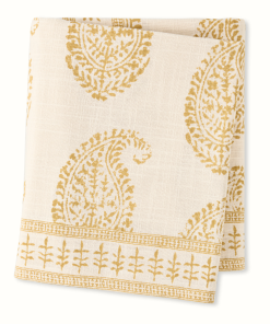 Peter Dunham + Hudson Grace Kashmir Paisley Golden Yellow Printed Tablecloth