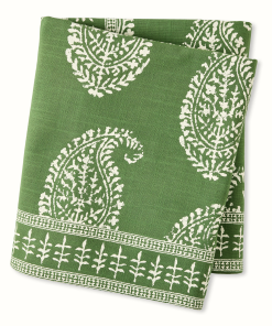 Peter Dunham + Hudson Grace Kashmir Paisley Olive Green Printed Tablecloth