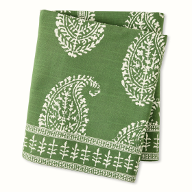 Peter Dunham + Hudson Grace Kashmir Paisley Olive Green Printed Tablecloth