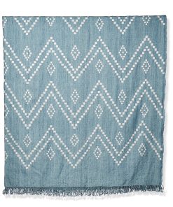 Zig Zag Indian Bedcover in Sky/Ivory