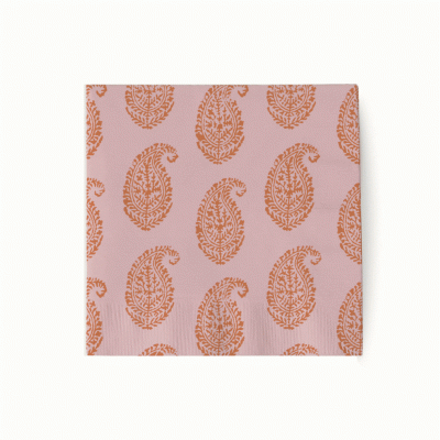 Peter Dunham + Hudson Grace Orange Bukhara and Kashmir, Cocktail Napkins Set of 50