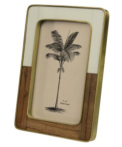 4" x 6" Teak, Ivory & Brass Frame