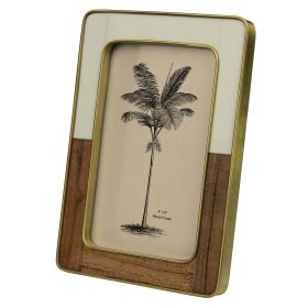 4" x 6" Teak, Ivory & Brass Frame