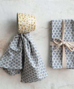 Square Cotton and Linen Napkins Block Print - Set of 4