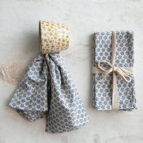 Square Cotton and Linen Napkins Block Print - Set of 4