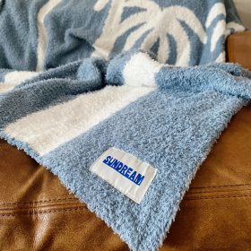 Dancing Palms Plush Throw - Chambray Blue