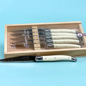 Laguiole Ivory Knives In Wooden Box Set of 6