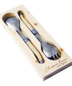 Laguiole Ivory Salad Set in Open Wood Box