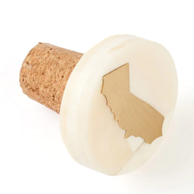 California Wine Cork Bottle Stopper Bone/Brass