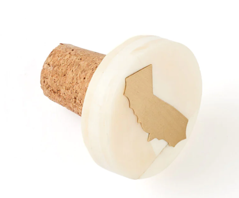 California Wine Cork Bottle Stopper Bone/Brass