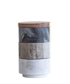 Marble Stacking Pinch Pots w/Acacia Lid