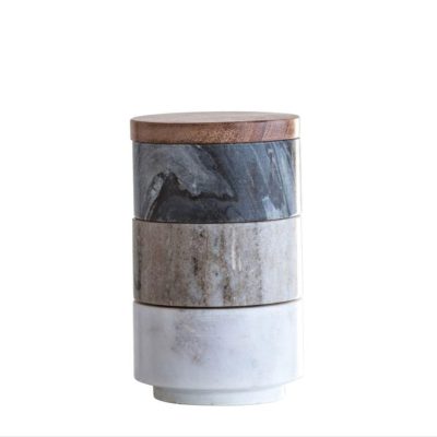 Marble Stacking Pinch Pots w/Acacia Lid