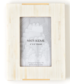 4" x 6" Mukhendu Picture Frame - Carved Bone, Brass Accent