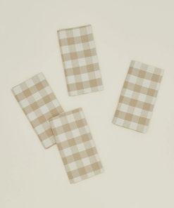 Essential Gingham Dinner Napkins - Ivory / Flax Set of 4