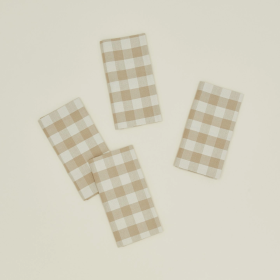 Essential Gingham Dinner Napkins - Ivory / Flax Set of 4